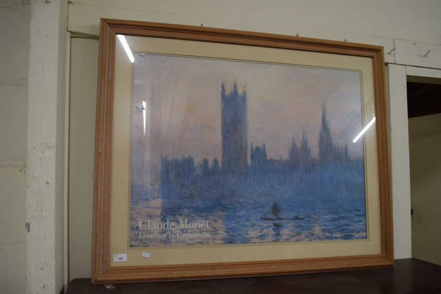 Claude Monet coloured print, framed and glazed