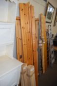 Disassembled pine bed frame