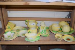 Quantity of Carlton ware, flower formed table wares to include toast rack, hors d'oeurvres dish,