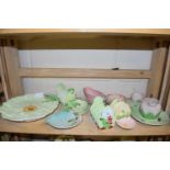 Collection of various Carlton ware floral decorated items to include flower formed dish, toast racks
