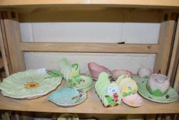 Collection of various Carlton ware floral decorated items to include flower formed dish, toast racks