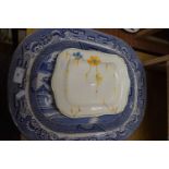 Willow pattern meat plate and one other (2)