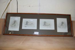 Group of four framed photographs of babies