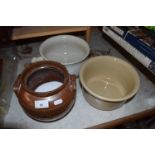 Two large ceramic pots and a chamber pot