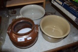 Two large ceramic pots and a chamber pot