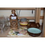 Mixed Lot: Victorian tile, Norwich ginger beer bottle, various small jugs etc