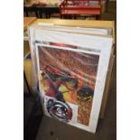 A quantity of official large printed Spider-Man (2002) posters and art prints, all flat in card-