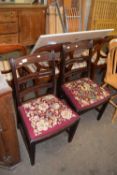 Pair of 19th Century mahogany ladder back dining chairs with tapestry seats