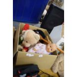 A mixed lot of mostly modern toys, to include soft toys, board games, wooden pull-along toys,