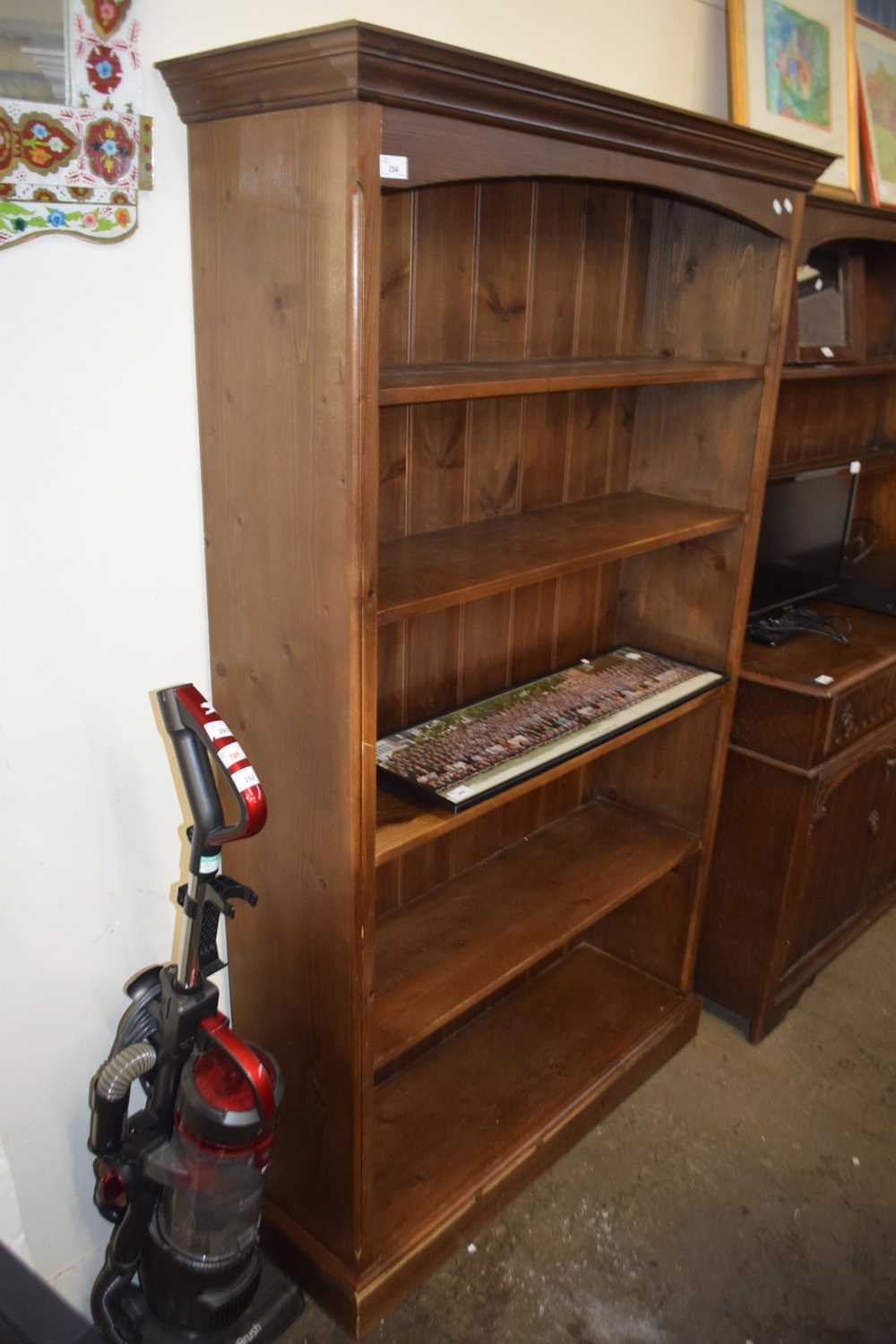 Modern pine bookcase cabinet, 112cm wide