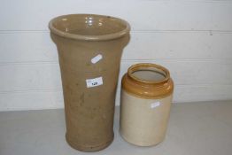 Large pottery vase and a stone ware kitchen jar