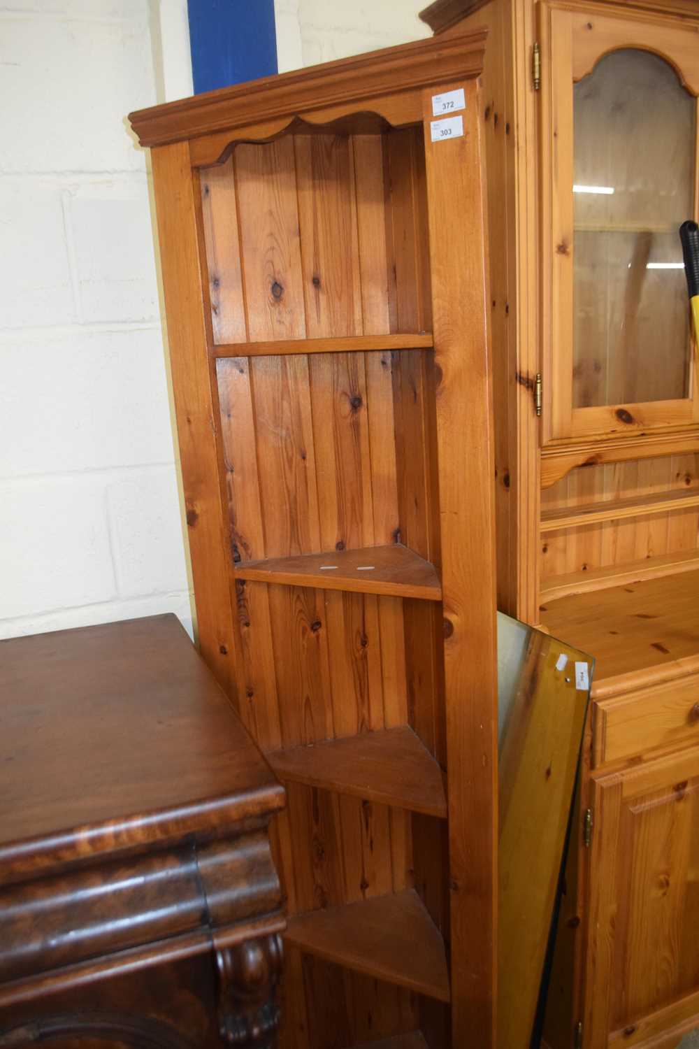 Modern pine corner shelf unit