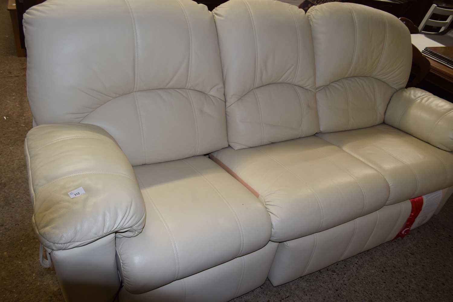 G-Plan cream leather three seater sofa