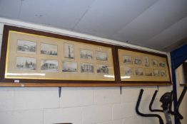 Two large framed groups of book plates depicting various scenes of Yarmouth