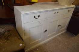 Late 19th/early 20th Century pine sideboard with three doors and three drawers