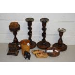 Mixed Lot: Various wooden candlesticks and other items