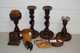 Mixed Lot: Various wooden candlesticks and other items