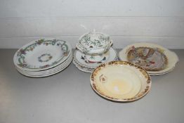 Mixed Lot: Various decorated plates, sauce terrine etc