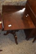 19th Century occasional table with rectangular mahogany top over a turned column and tripod base