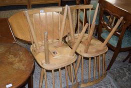 Set of four stick back chairs labelled to the bases 'K Y VARJONEN Finland'