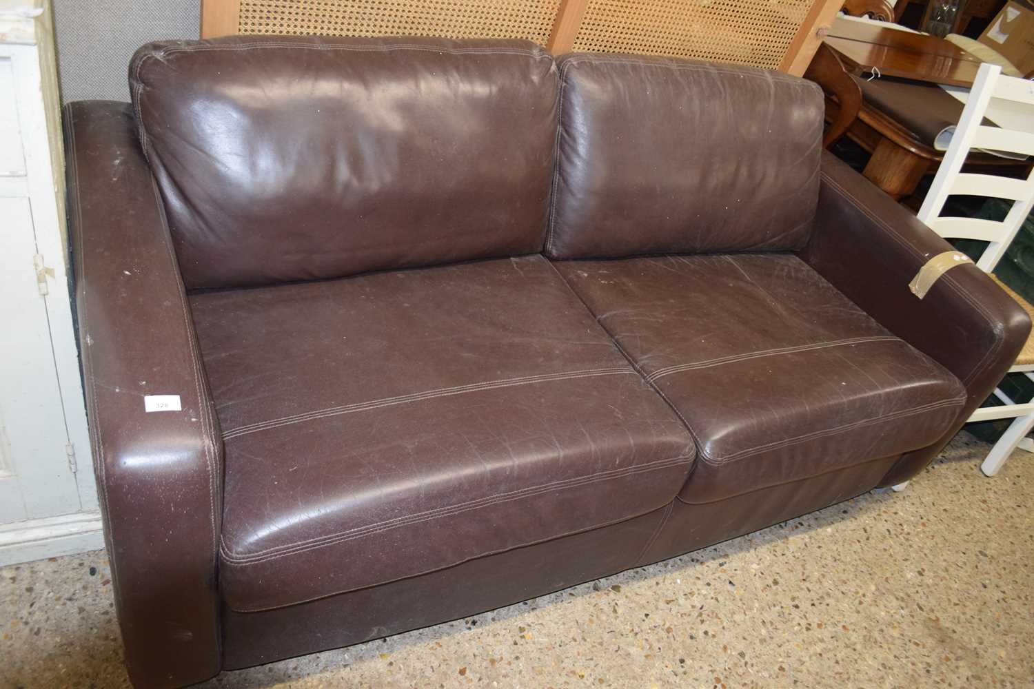 Modern brown leather sofa