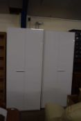 Pair of modern white finish wardrobes with bi-fold doors