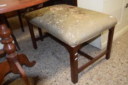 Georgian style mahogany framed footstool with floral upholstered top (a/f)