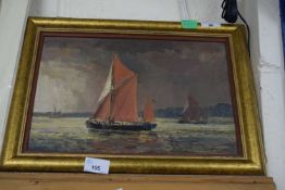 Cavendish Morton RI (British, 20th century), Pin Mill Barge Match, oil on board, signed and dated