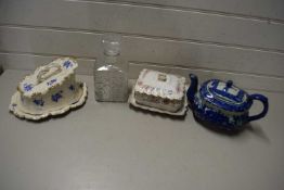 Mixed Lot: Cheese dishes, blue and white teapot, Hornsea vase and other items