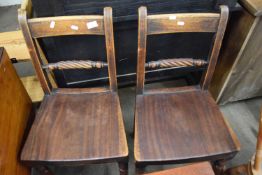 Pair of 19th Century kitchen chairs with rope design backs