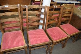Set of eight ladder back kitchen chairs