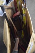 Box of assorted bow saws and other items