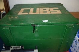 Green painted pine box marked Cubs