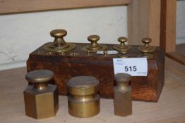 Cased set of vintage brass weights plus others