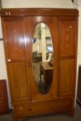 Edwardian mahogany wardrobe with mirrored centre