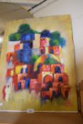 Middle Eastern school, study of buildings, oil on canvas, indistinctly signed, unframed