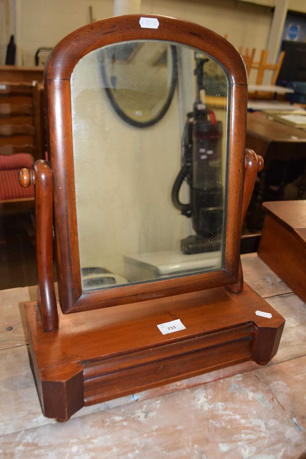Small dressing table mirror in wooden mount
