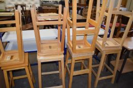 Eight modern hardwood stools