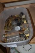 Box of mixed items to include penknife, various buttons, etc