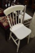 White painted stick back kitchen chair