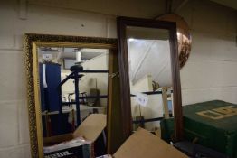 Modern rectangular wall mirror in gilt effect frame plus one other (2)