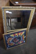 Mixed Lot: Modern gilt framed mirror and assorted prints