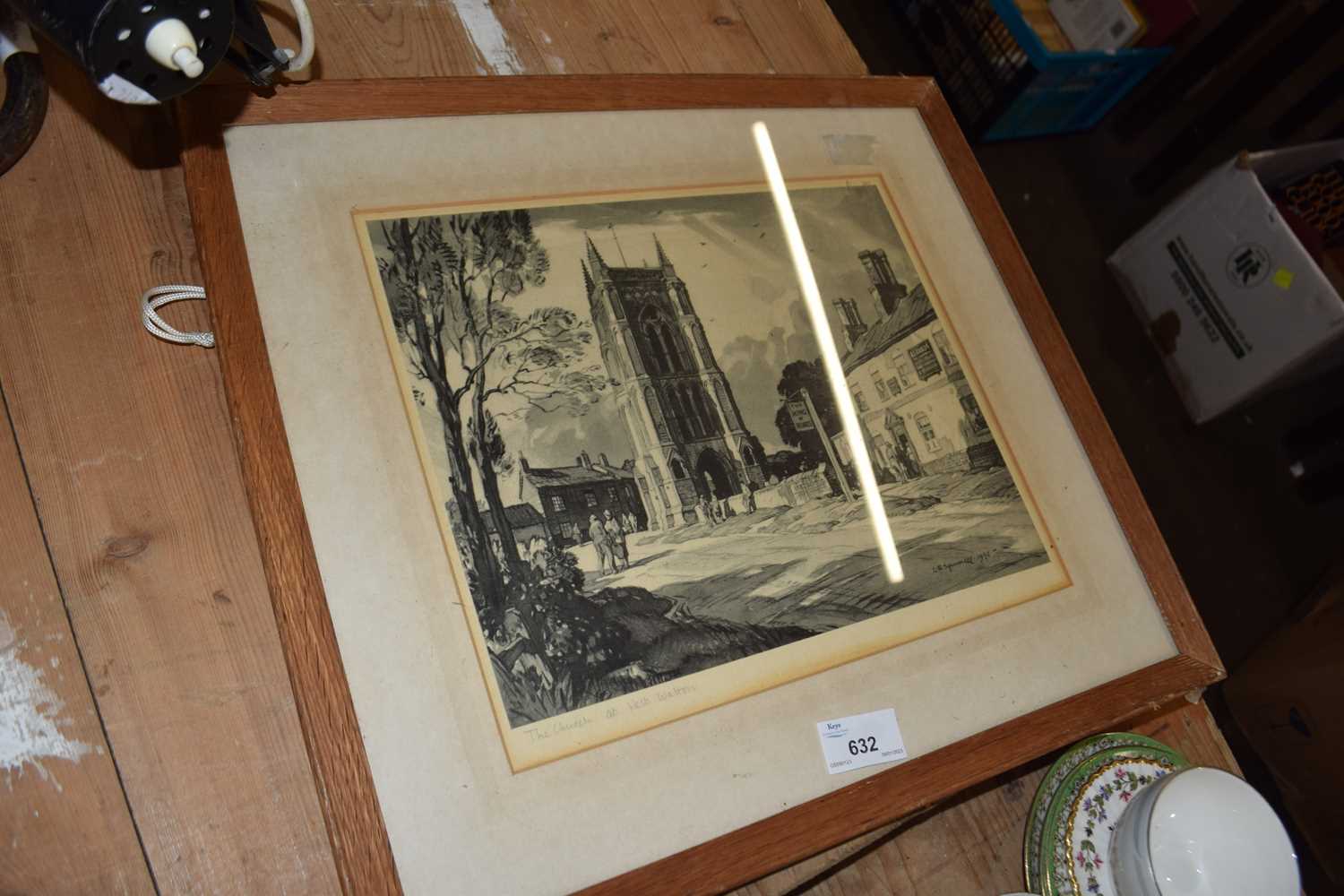 Leonard Russell Squirrell, coloured print 'The Church at West Walton', framed and glazed