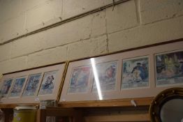 Two reproduction framed groups of erotic prints