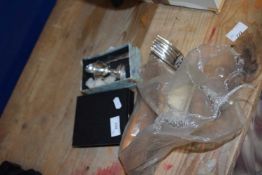 Mixed Lot: Silver plated egg cup and spoon plus modern corkscrew, assorted corks, tapestry tools
