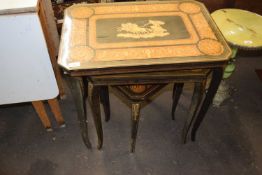 Modern nest of three tables decorated with Roman chariot detail + Modern metal based coffee table