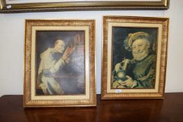 Pair of contemporary oleograph prints in gilt frames