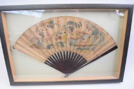 Oriental fan in wooden case