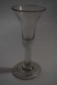 Vintage wine glass, the bell and bowl above a clear stem and folded foot, 17cm high