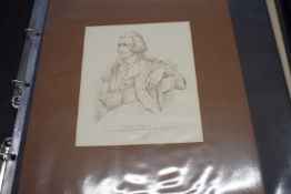 A folder containing various 19th Century engravings of Nelson and others
